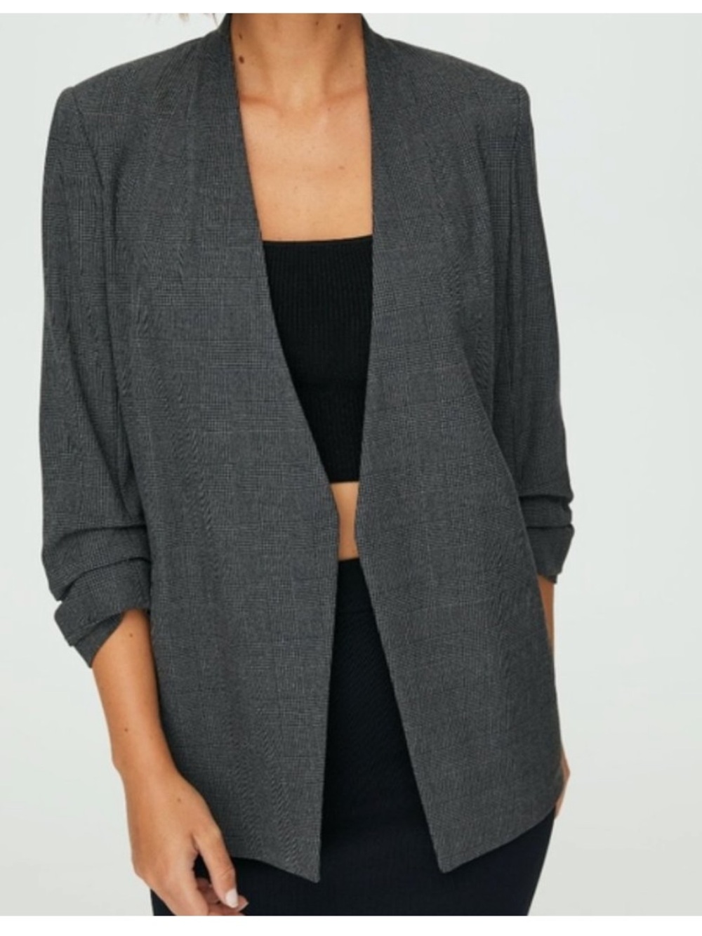 BOGO! Aritzia Babaton Macauley Blazer Stretch Jacket Plaid Black Size 6